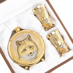 Подарочный набор &amp;quot;Лиса&amp;quot; фляжка и 2 стопки перевертыша Златоуст