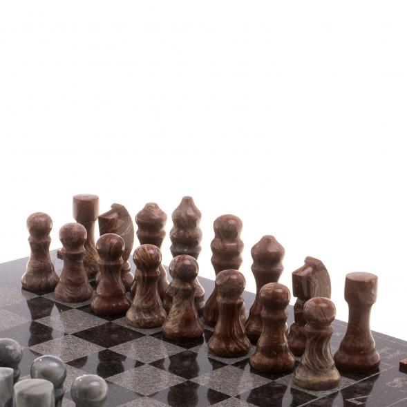 Шахматы с гравировкой &amp;quot;Турнирные&amp;quot; доска 36х36 см мрамор, лемезит 124753