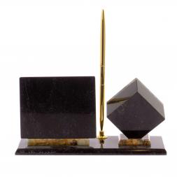 Письменный набор "Герб РФ" камень офиокальцит