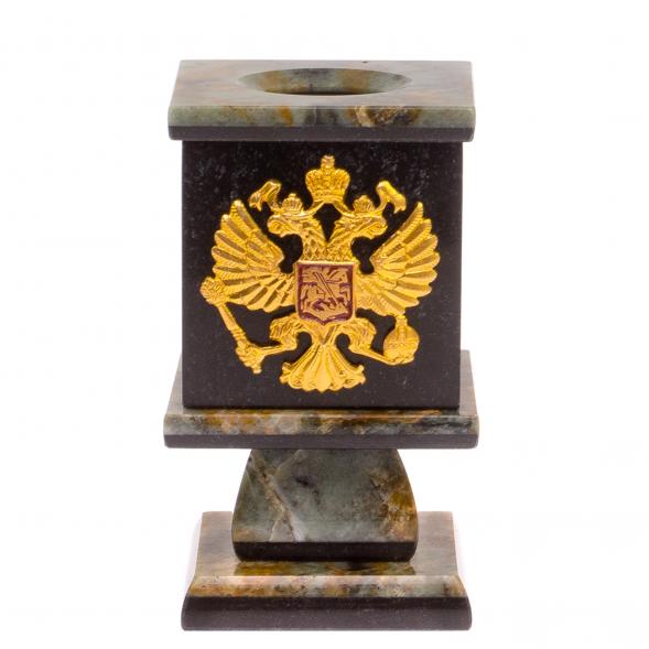 Карандашница из офиокальцита с Гербом РФ 125266