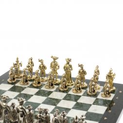 Шахматы &amp;quot;Средневековье&amp;quot; доска 44х44 см мрамор / змеевик