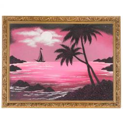 Картина "Пальмы на берегу" багет 36х46 см, каменная крошка