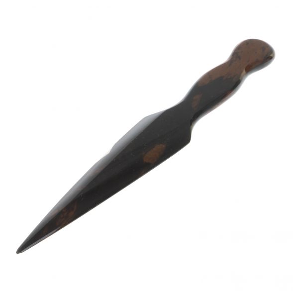 Декоративный нож из коричневого обсидиана 24,5х4,5х1 см 128733
