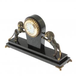 Часы настольные &amp;quot;Два льва&amp;quot; долерит бронза