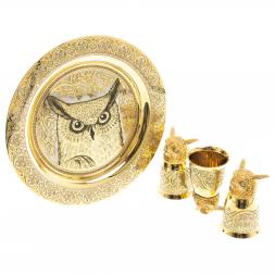 Подарочный набор &amp;quot;Филин&amp;quot; тарелка и 3 стопки перевертыша Златоуст