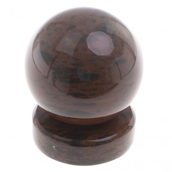 Шар из обсидиана 8 см коричневый на круглой подставке 124365