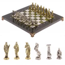 Шахматы "Царь Леонид" доска 28х28 см змеевик мрамор