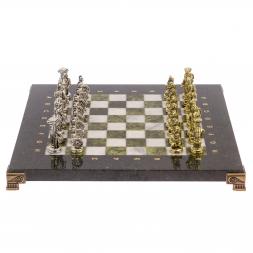 Шахматы "Царь Леонид" доска 28х28 см змеевик мрамор