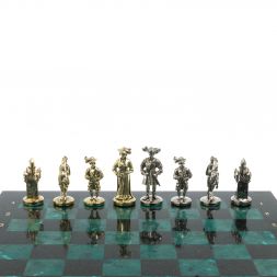 Шахматы &amp;quot;Средневековье&amp;quot; доска 44х44 см / шабровский змеевик