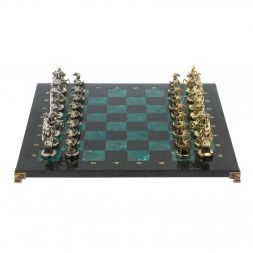 Шахматы &amp;quot;Средневековье&amp;quot; доска 44х44 см / шабровский змеевик