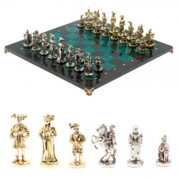 Шахматы &amp;quot;Средневековье&amp;quot; доска 44х44 см / шабровский змеевик