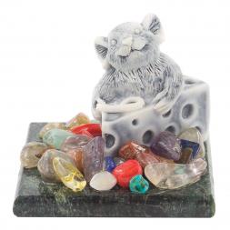 Сувенир из мрамолита &amp;quot;Крыса с сыром&amp;quot;