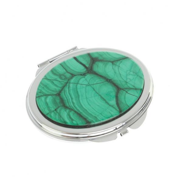 Зеркальце овальное из малахита цвет серебро 121278