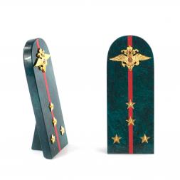 Сувенир &amp;quot;Погон Капитан МВД&amp;quot; камень змеевик