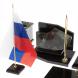 Настольный набор с гербом и флагом России из офиокальцита 129997