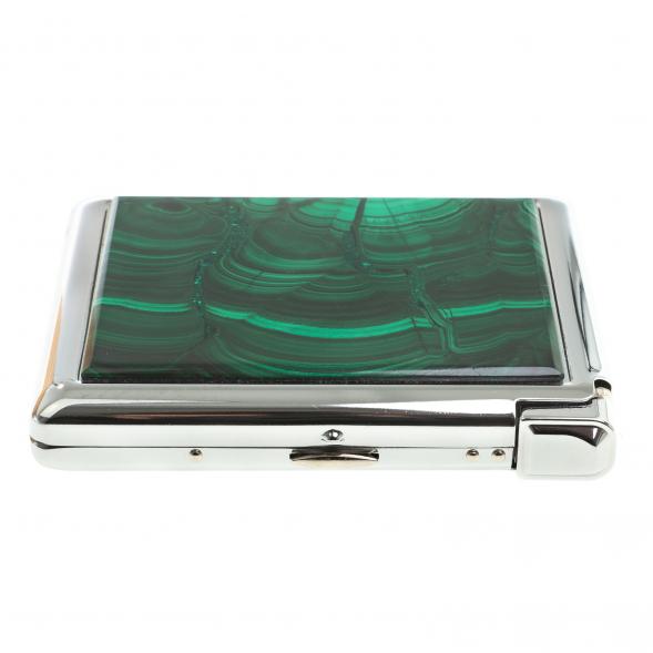 Портсигар на 20 сигарет с зажигалкой камень малахит 123424