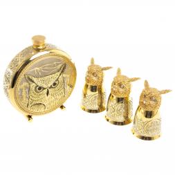 Подарочный набор &amp;quot;Филин&amp;quot; фляжка и 3 стопки перевертыша Златоуст