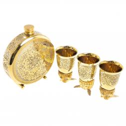 Подарочный набор &amp;quot;Филин&amp;quot; фляжка и 3 стопки перевертыша Златоуст