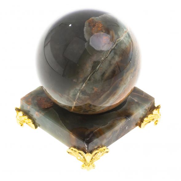 Шар из офиокальцита 6 см на подставке 124754