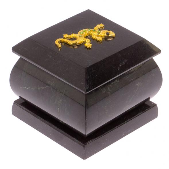 Шкатулка из черного змеевика 6х6х6,5 см 126103