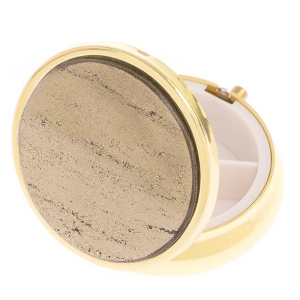 Таблетница на 3 отделения камень пирит цвет золото 126178