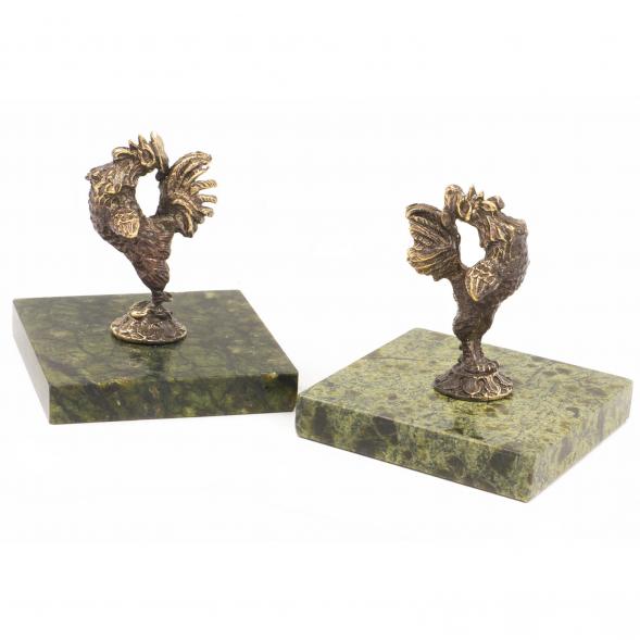 Статуэтка &amp;quot;Петушок кричит&amp;quot; большой бронза змеевик 117204