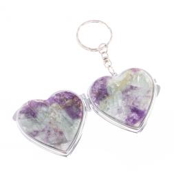 Складное зеркало брелок из флюорита Сердце