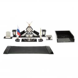 Настольный набор &amp;quot;Орел&amp;quot; из мрамора с бюваром и лотком А4