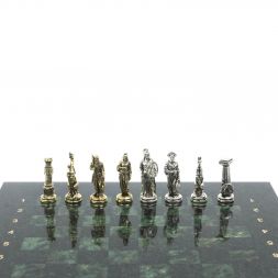 Шахматы "Царь Леонид" доска 28х28 см шабровский змеевик