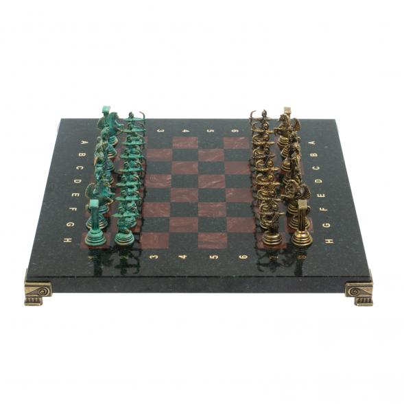 Шахматы &amp;quot;Римские лучники&amp;quot; фигуры бронза / патина 28х28 см из лемезита 128201