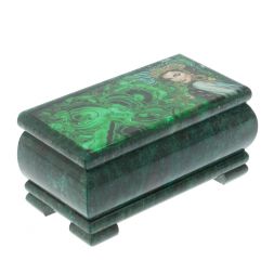 Шкатулка &amp;quot;Хозяйка медной горы. Малахит&amp;quot; из змеевика 16х8х7,5 см