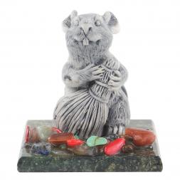 Сувенир из мрамолита &amp;quot;Крыса с веником&amp;quot;