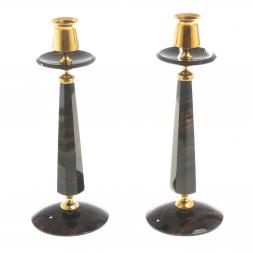 Подсвечники &amp;quot;Грани&amp;quot; коричневый обсидиан (пара)