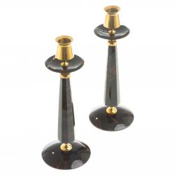 Подсвечники &amp;quot;Грани&amp;quot; коричневый обсидиан (пара)