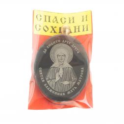 Брелок-кулон оберег "Св. Матрона Московская" камень обсидиан