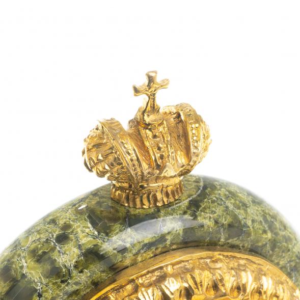 Настольные часы &amp;quot;Корона&amp;quot; камень змеевик бронза 113131