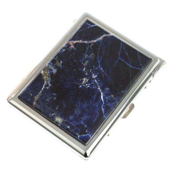 Портсигар на 10 сигарет с зажигалкой камень содалит 123425