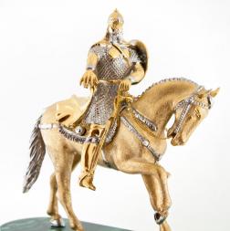 Каминные часы &amp;quot;Юрий Долгорукий&amp;quot; камень малахит Златоуст