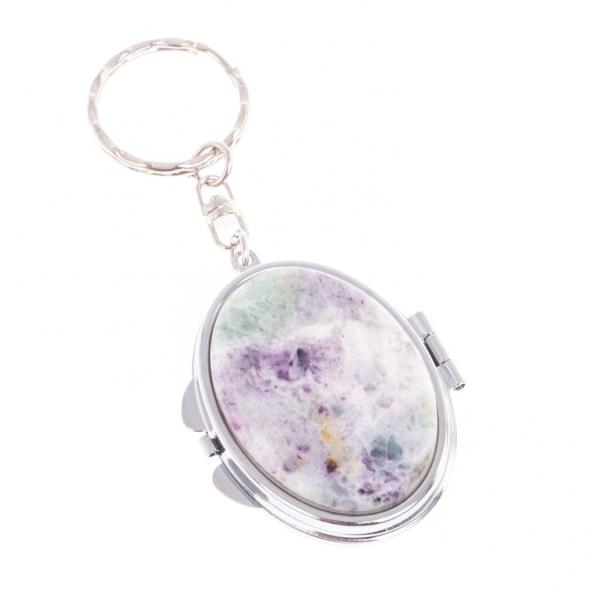 Складное зеркало брелок из флюорита овальное 126644
