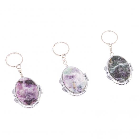 Складное зеркало брелок из флюорита овальное 126644