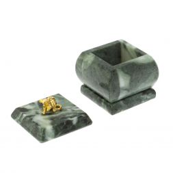 Шкатулка &amp;quot;Мышка&amp;quot; из шабровского змеевика 4,5х4,5х6 см