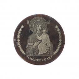 Икона автомобильная "Смоленская БМ" обсидиан коричневый 47 мм
