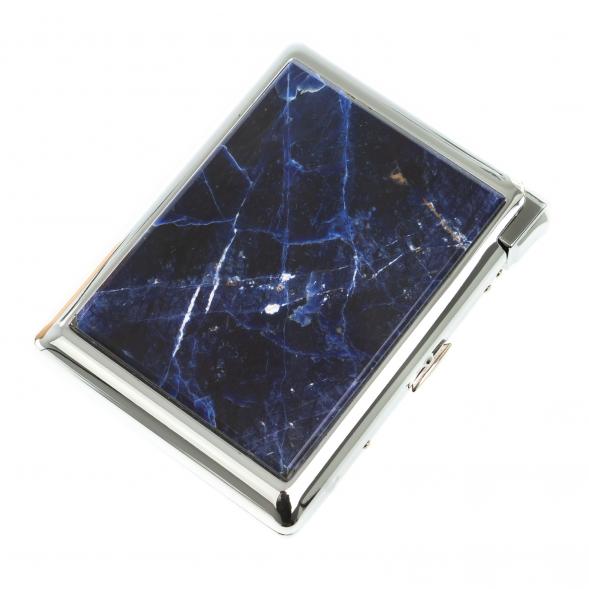 Портсигар на 20 сигарет с зажигалкой камень содалит 123426