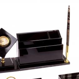 Письменный набор "Оптимал плюс" из черного обсидиана