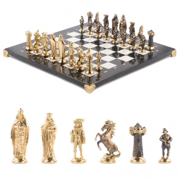 Шахматы настольные &amp;quot;Средневековье&amp;quot; 40х40 см камень мрамор змеевик 119985