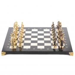 Шахматы настольные "Средневековье" 40х40 см камень мрамор змеевик