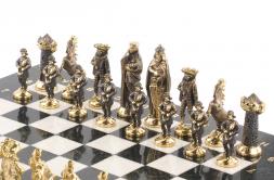 Шахматы настольные "Средневековье" 40х40 см камень мрамор змеевик