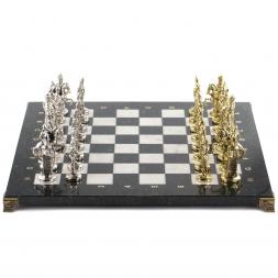 Подарочные шахматы "Русь" доска 40х40 см камень мрамор