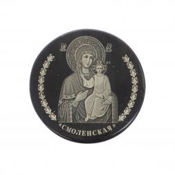 Икона в автомобиль "Смоленская БМ" обсидиан черный 47 мм