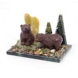 Сувенир &amp;quot;Мишки в бору&amp;quot; змеевик